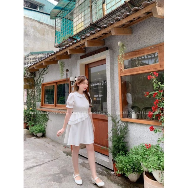 (Có sẵn) Váy tiểu thư MAYBEROOM cổ bèo tay phồng (ẢNH THẬT Ở CUỐI)