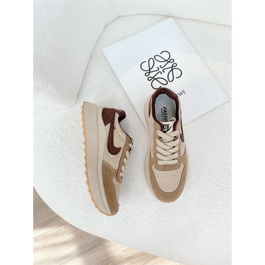 Giày thể thao nữ đẹp ulzzang phong cách Hàn Quốc dễ thương có 2 màu Nâu và Đen, chất nhẹ êm năng động