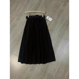 CHÂN VÁY XẾP LY DÀI KÈM ĐAI