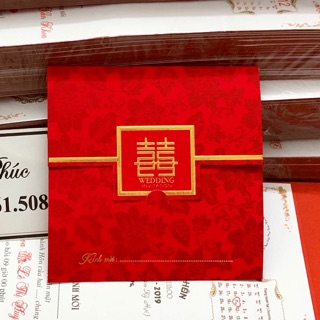 THIỆP CƯỚI VUÔNG NHUNG ĐỎ (gồm in nd hoàn chỉnh)