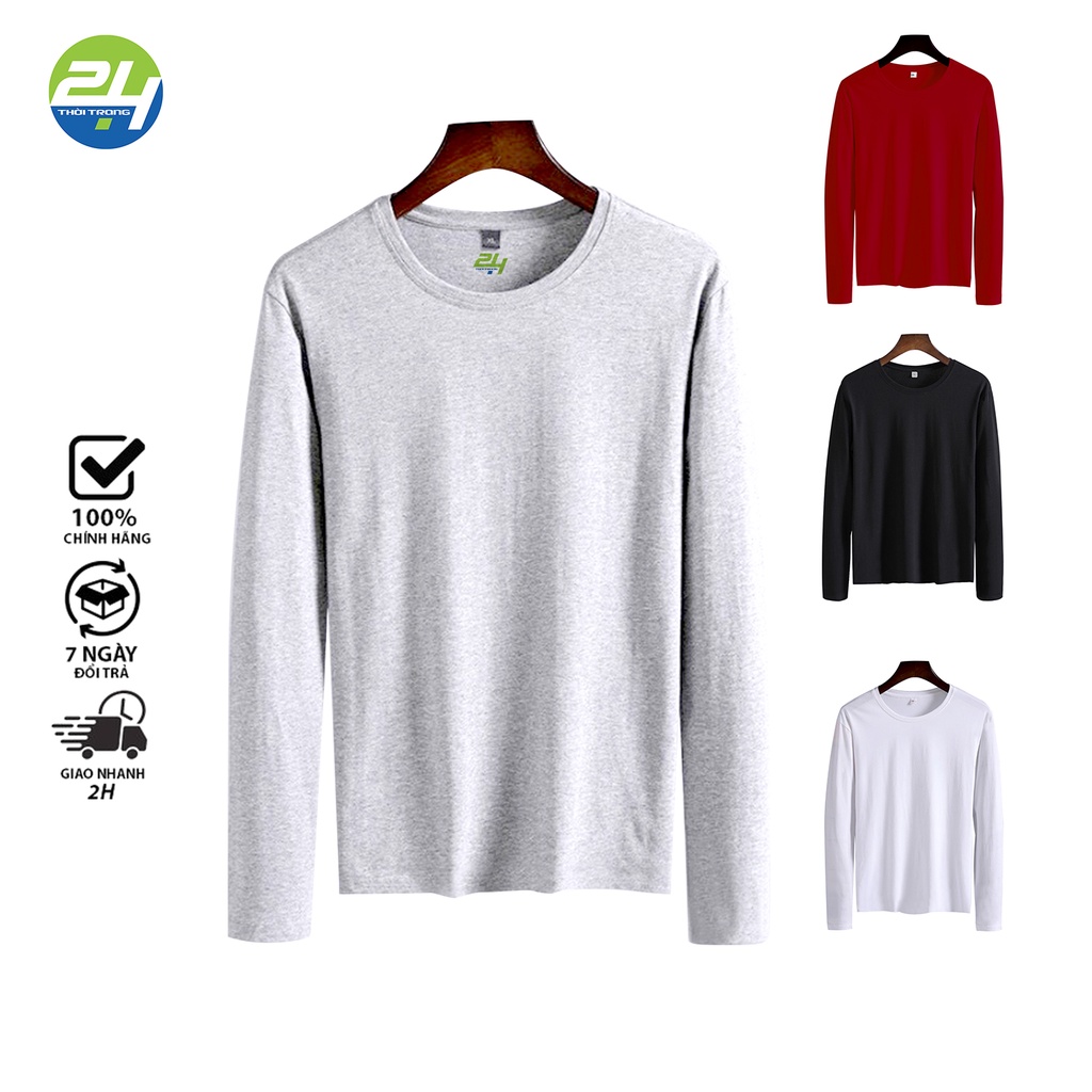 Áo Thun Dấu Quần Thời Trang 24h Thun Dáng Thụng Dài Tay Cho Nam và Nữ