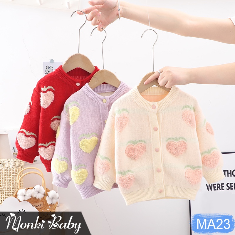 Áo len cardigan bé gái, style Hàn Quốc xinh xắn, chất len dày dặn đanh chắc, mịn ấm, họa tiết nhẹ nhàng dễ thương | MA23