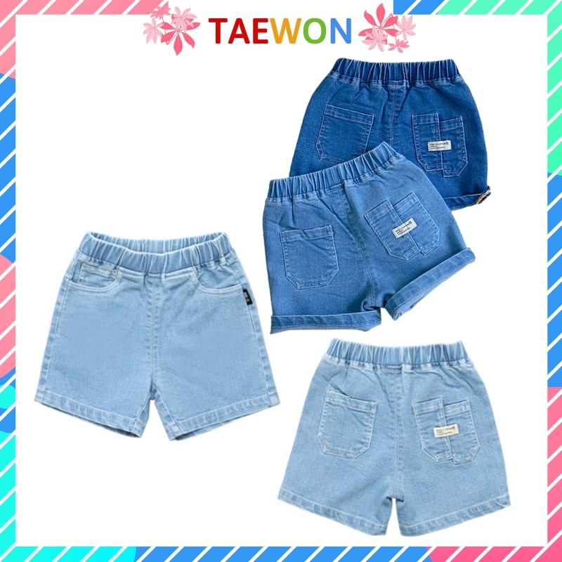 Quần sooc bò bé trai Taewon Kids , Quần bò bé gái chất bò mềm hàng xuất Âu Mỹ từ 8 đến 22Kg QB03