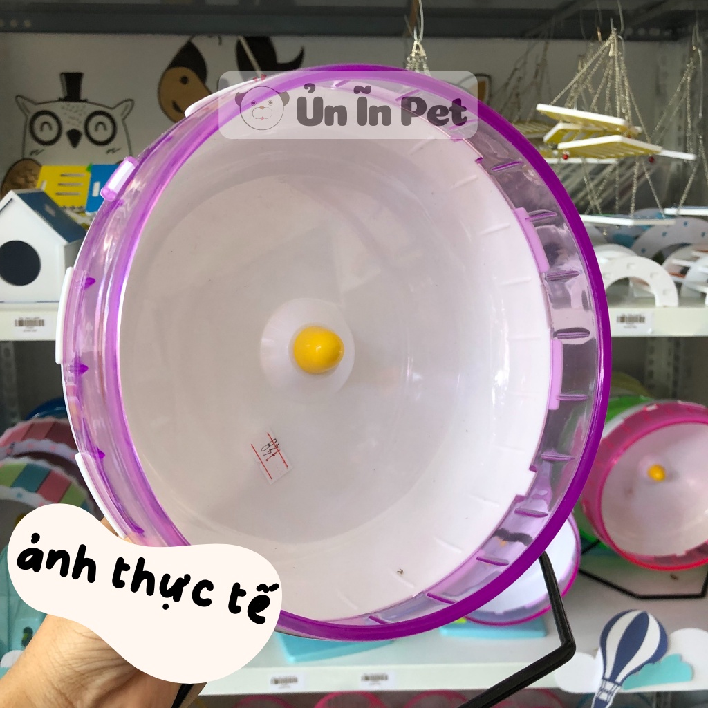 Wheel hamster bear 21cm, không đế, có thể gắn chuồng hamster, sóc, bọ, nhím siêu êm
