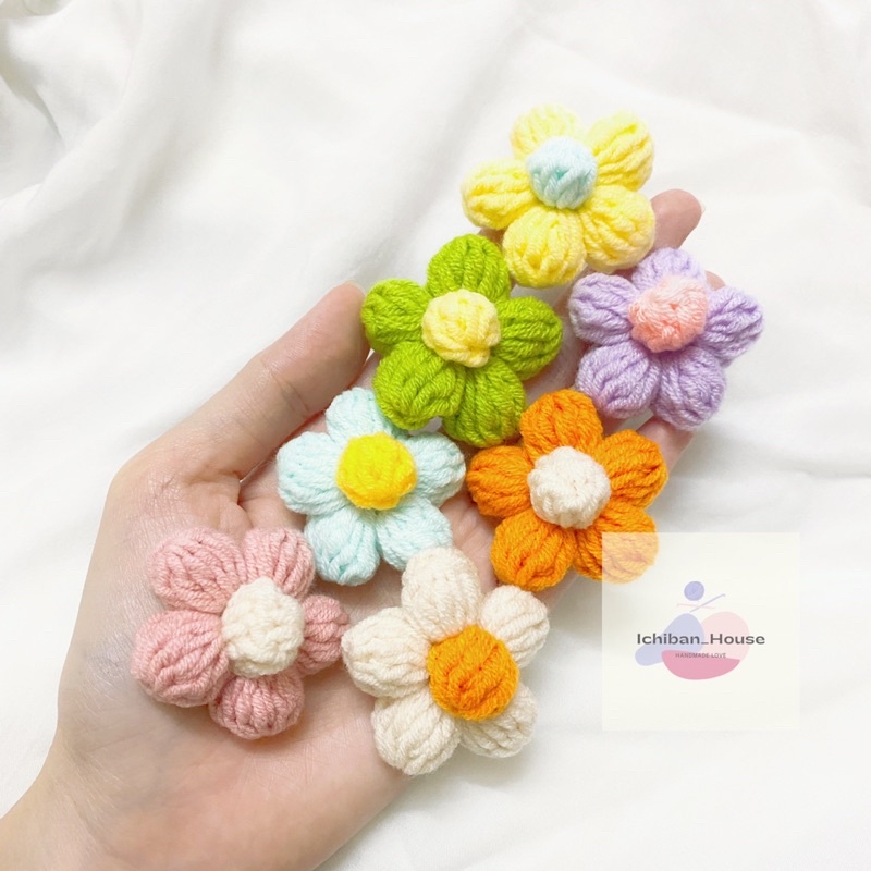 Combo hoa len có móc cài màu ngẫu nhiên