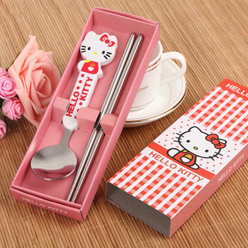 Set thìa đũa inox hình đáng yêu cho bé