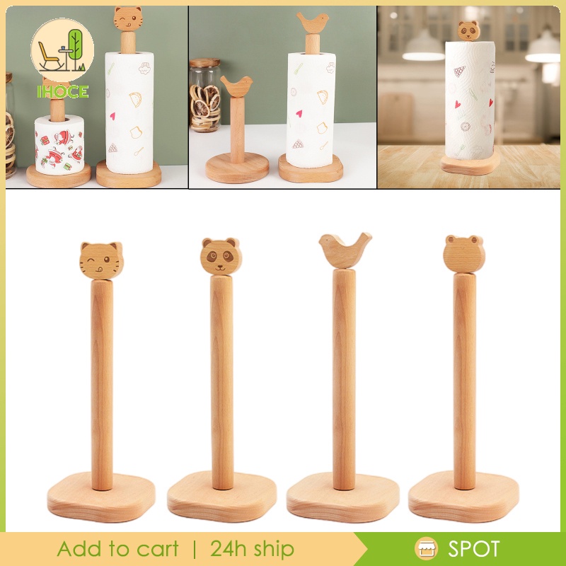 1 Giá Đỡ Khăn Giấy Cuộn Bằng Gỗ Hình Động Vật Hoạt Hình Kèm Đế Đỡ Sắp Xếp Gọn Gàng Cho Nhà Bếp