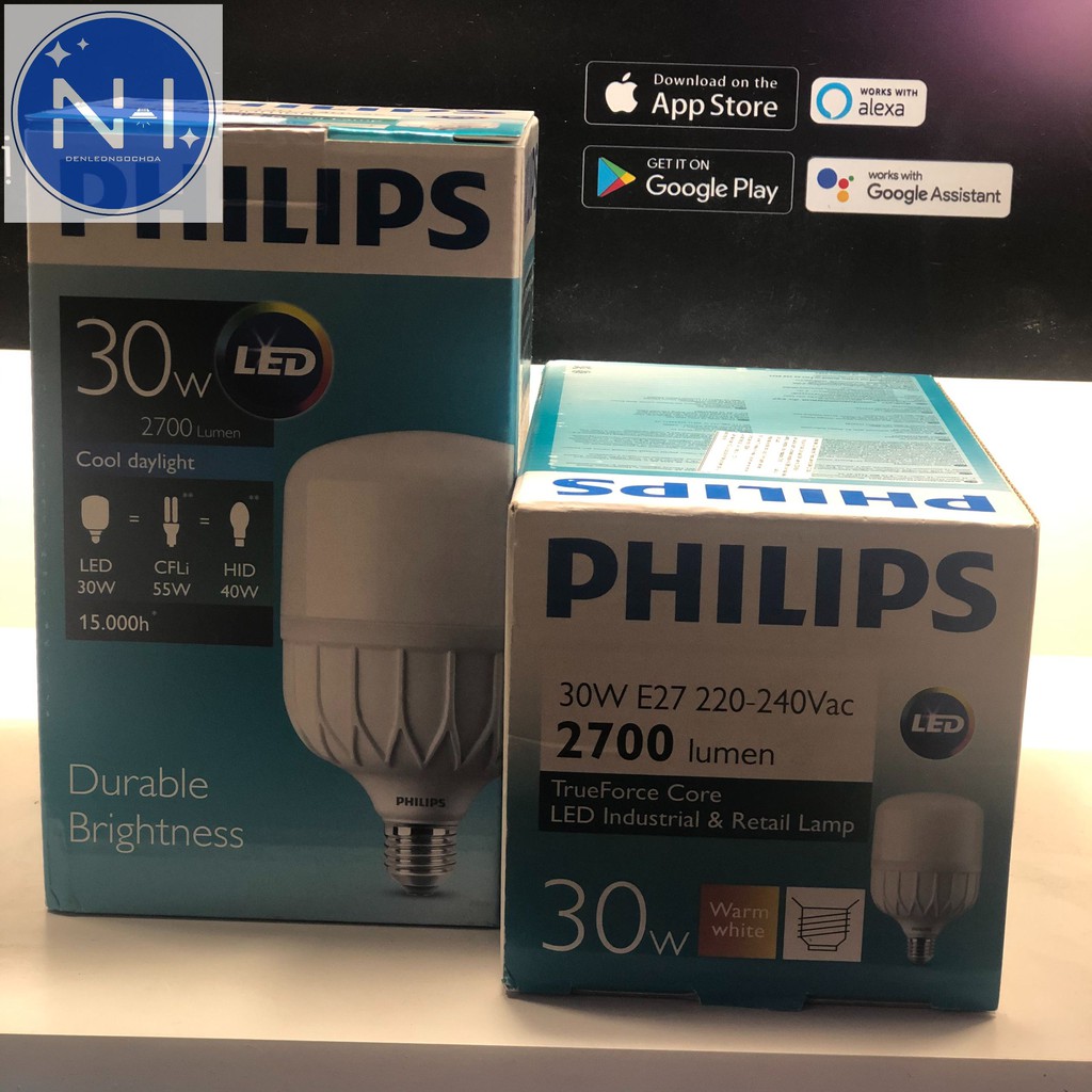 Bóng PHILIPS Led Trụ 30W Đuôi E27 Ánh Sáng Trắng/Vàng Bảo Hành 2 Năm (1 Đổi 1)