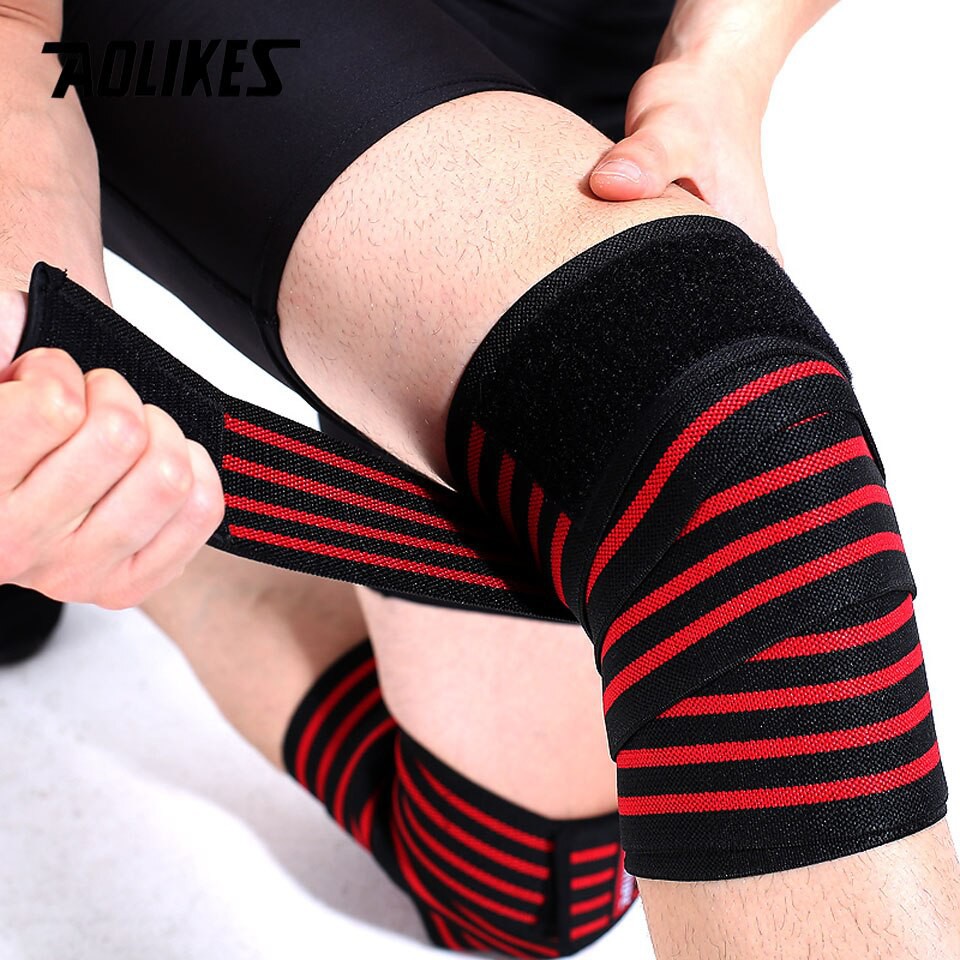 Bộ 2 băng quấn đầu gối AOLIKES A-7167 hỗ trợ squat tập gym bảo vệ khớp gối knee compression straps