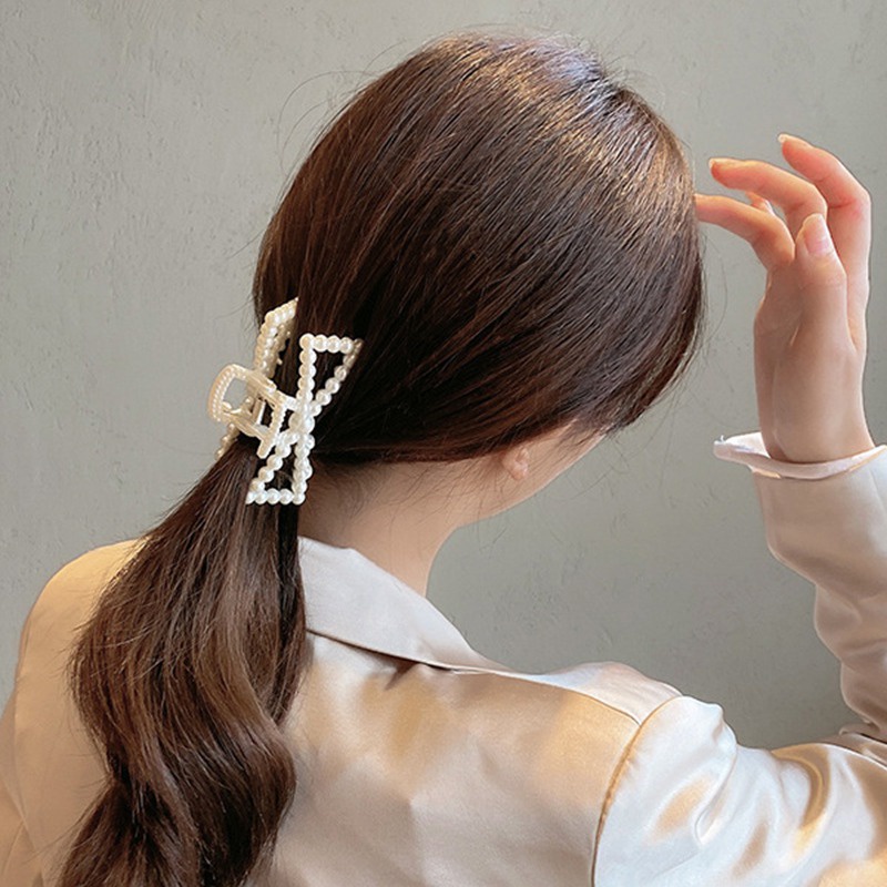 Kẹp Tóc Đính Ngọc Trai Bằng Nhựa Dễ Thương Cho Nữ