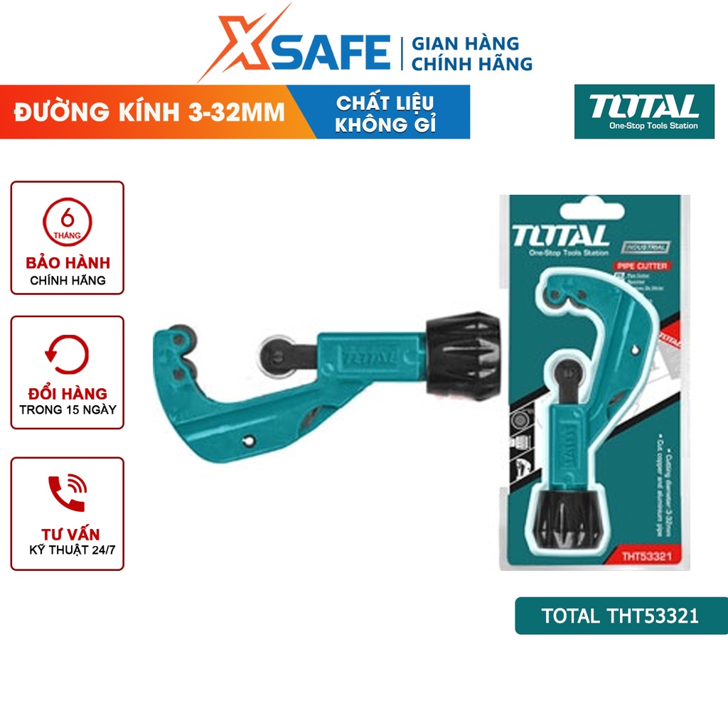 Dao cắt ống đồng nhôm TOTAL THT53321 Dụng cụ cắt ống đường kính cắt 3-32mm hợp kim cao cấp chống rỉ sét lưỡi dao sắc bén