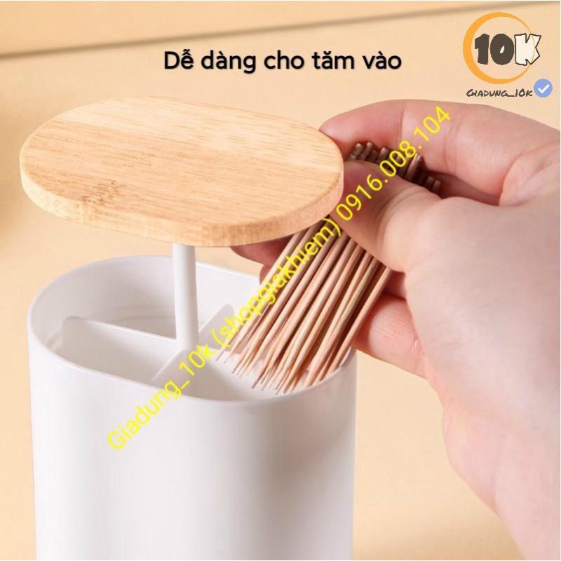 Lọ Đựng Tăm Nắp Tre 4 Ngăn Tiện Lợi (a10)