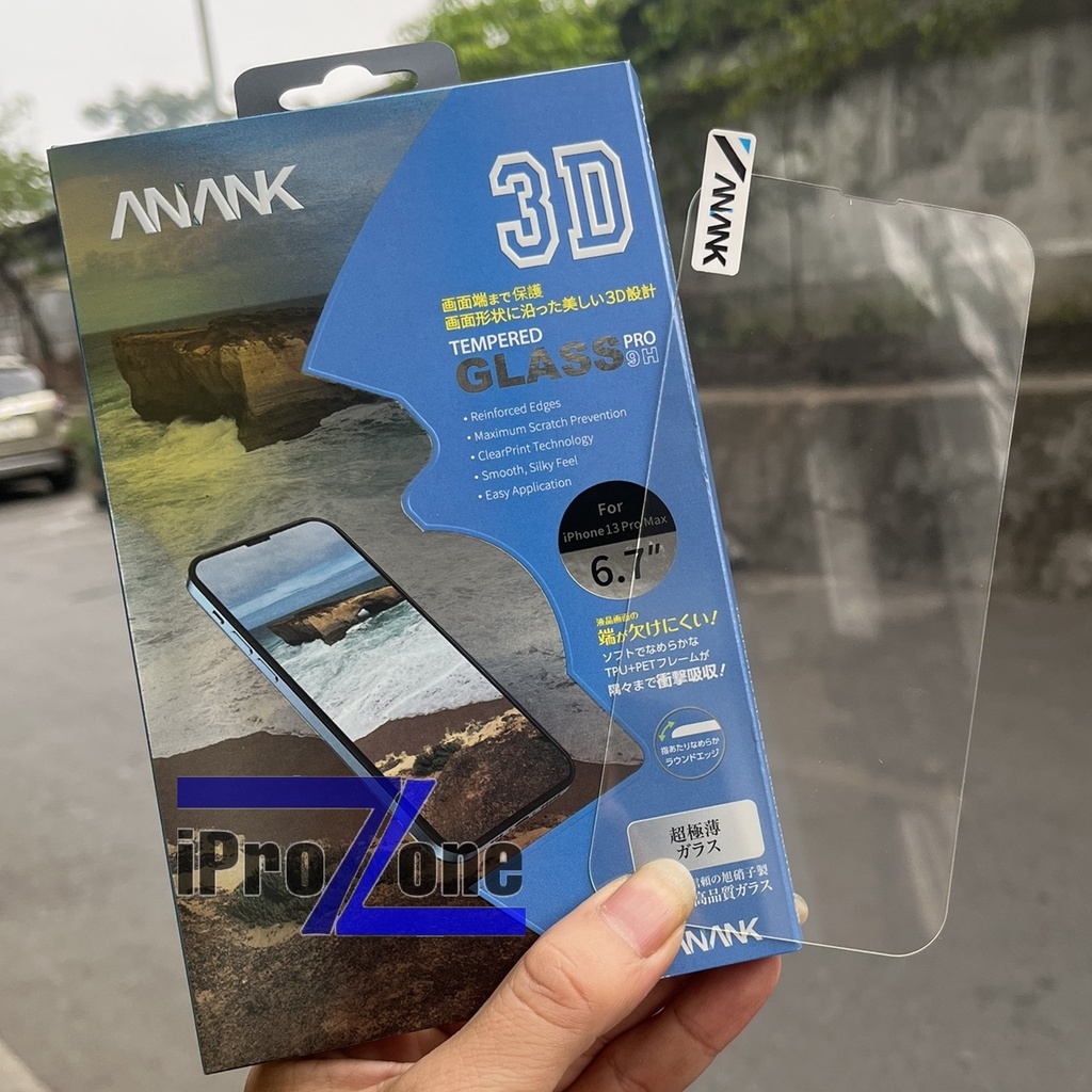 Kính cường lực không viền cho IPhone 13 Pro Max, IPhone 13 , IPhone 12 Pro Max chính hãng ANANK 3 D công nghệ Nhật bản