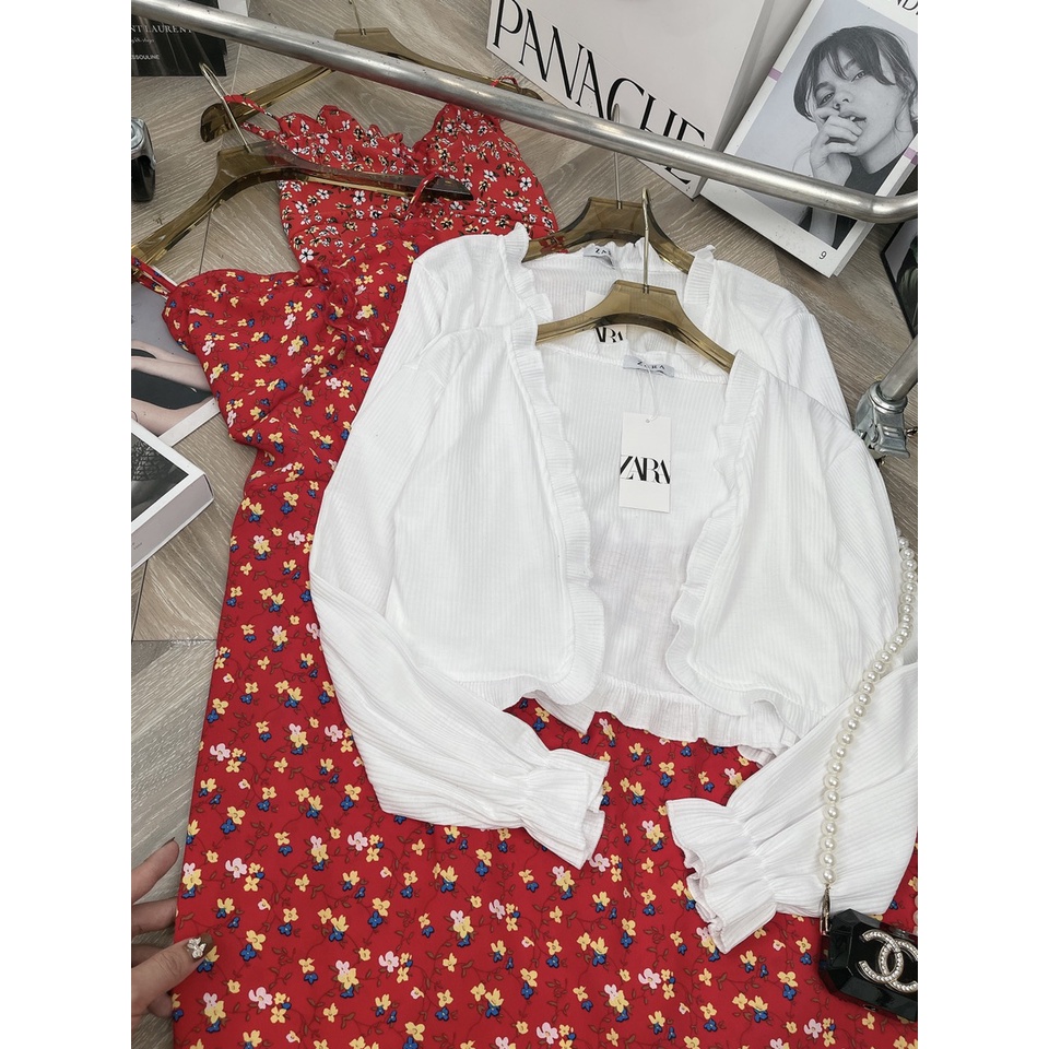 Set váy 2 dây hoa nhí dáng dài áo khoác ngoài mongtoghi TH278