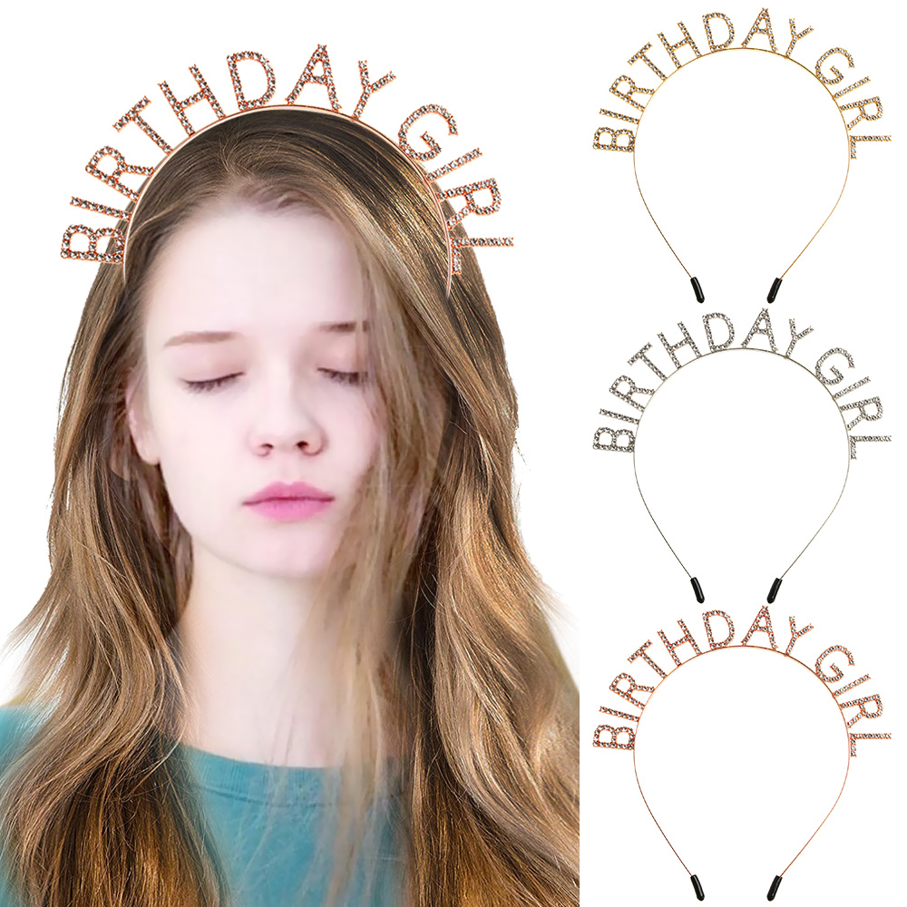 Băng Đô Cài Tóc In Chữ &quot;Birthday Girl&quot; Xinh Xắn Thời Gian Cho Nữ