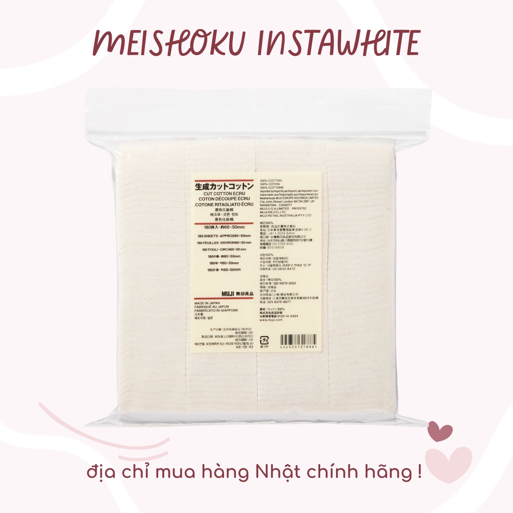 Bông tẩy trang Muji Organic hữu cơ hàng Nhật nội địa meishoku