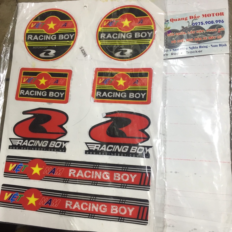 💥 BỘ TEM DÁN TRANG TRÍ XE MÁY 3D RACING BOY VIET NAM MÃ S8285 💥