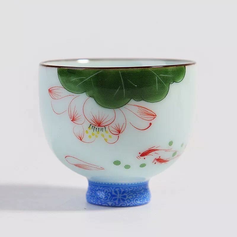 Chén Sứ Vẽ Sen Thủ Công Sứ Cảnh Đức Thấu Quang