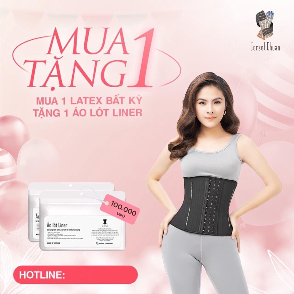 Đai Nịt Bụng Latex Corset Chuẩn Hi Lạp Mẫu Mới Cam Kết Chính Hãng Màu Đen - Tặng Áo Lót Mặc Trong
