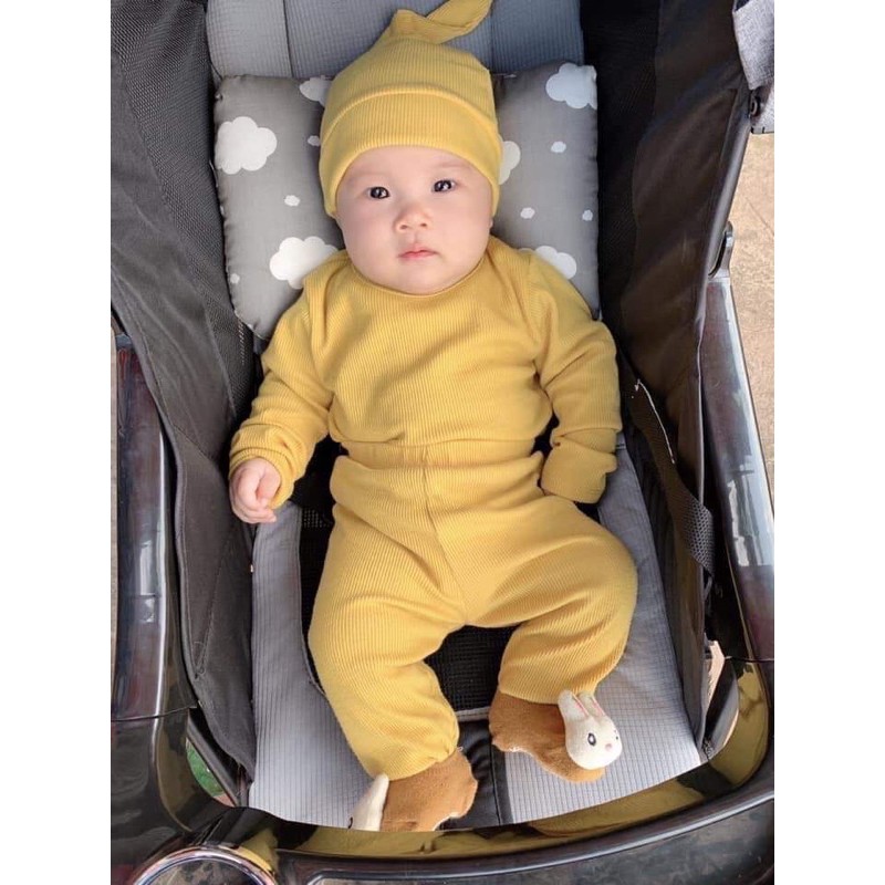 Bộ thu đông cho bé Sơ sinh Minky mom chất len tăm Đồ bộ Bé gái Bé trai_Bộ dài tay thu đông cho bé
