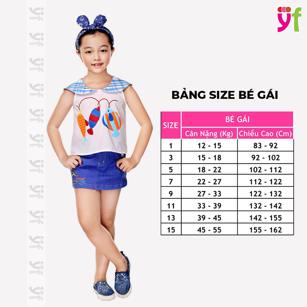 Áo bé gái in hình cá YF vải cotton 100% thấm hút tốt 6AX145