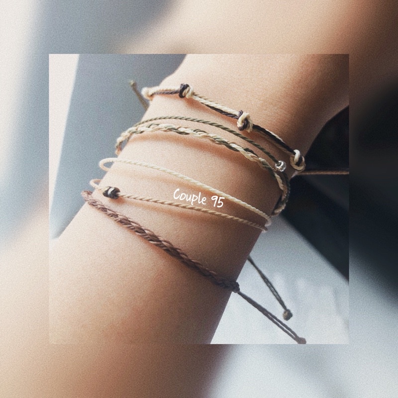 Vòng tay, vòng chân nam nữ waterproof phối hạt cườm basic