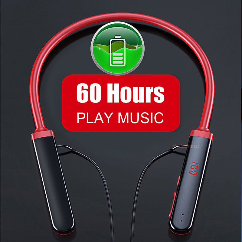 【12.12 Limited Time Discount】Tai Nghe đeo Cổ Tai Nghe Bluetooth Không Dây âm Thanh Nổi 60 Giờ Hỗ Trợ Thẻ Nhớ TF