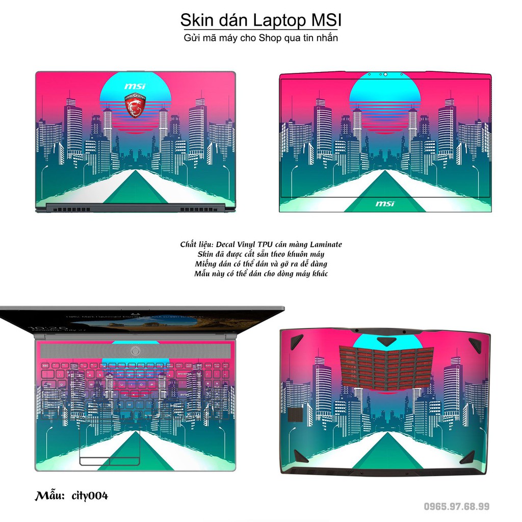 Skin dán Laptop MSI in hình thành phố (inbox mã máy cho Shop)