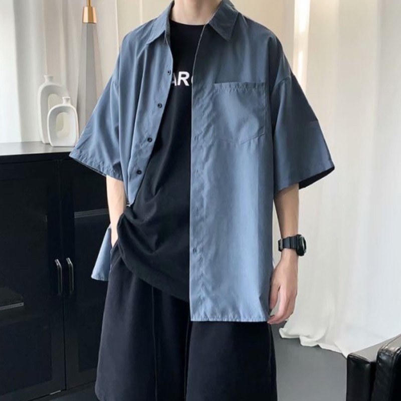 Áo Sơ Mi Nam Ngắn Tay Dáng Rộng áo sơ mi unisex Phong Cách Hàn Quốc áo sơ mi nữ Trẻ Trung sơ mi nữ form rộng thời trang áo sơ mi lụa nam