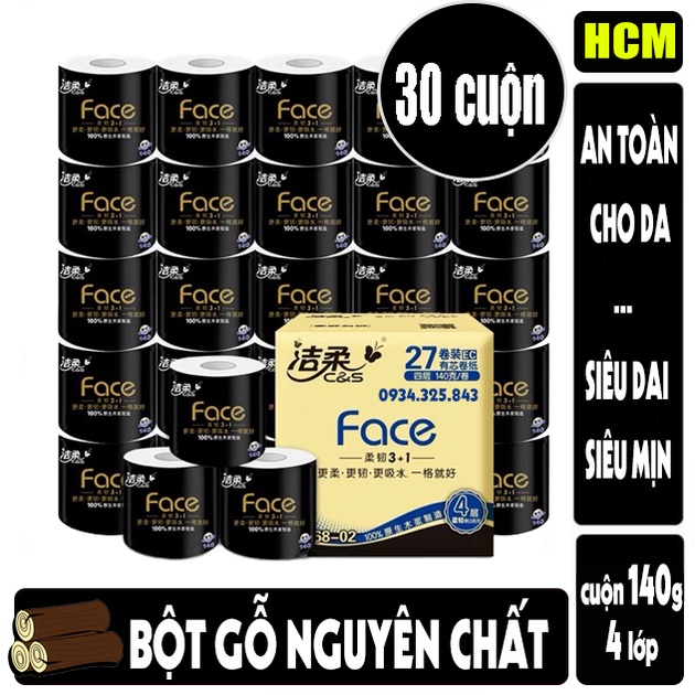 Thùng 30 cuộn giấy vệ sinh cao cấp Face 4 lớp - hàng nội địa Trung