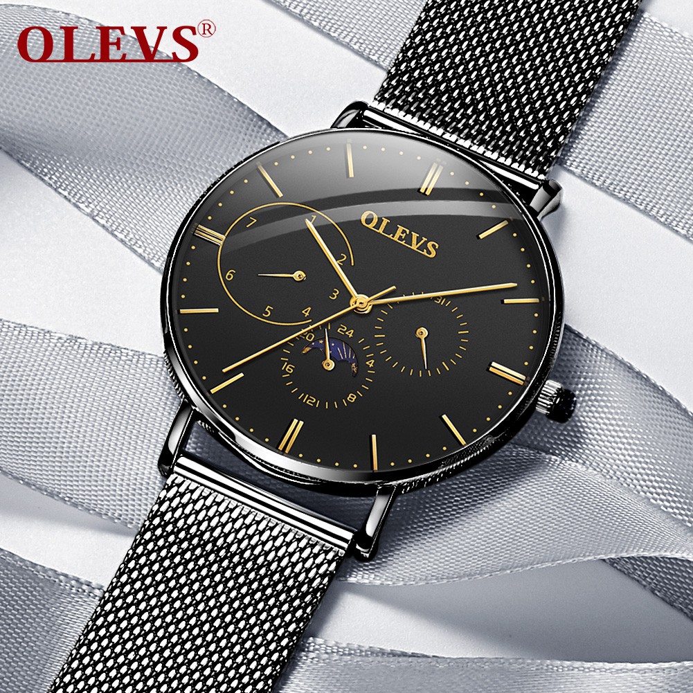 Đồng hồ Nam Olevs Black Gold Chorograph sang trọng - S6860G04 - Hàng Chính Hãng