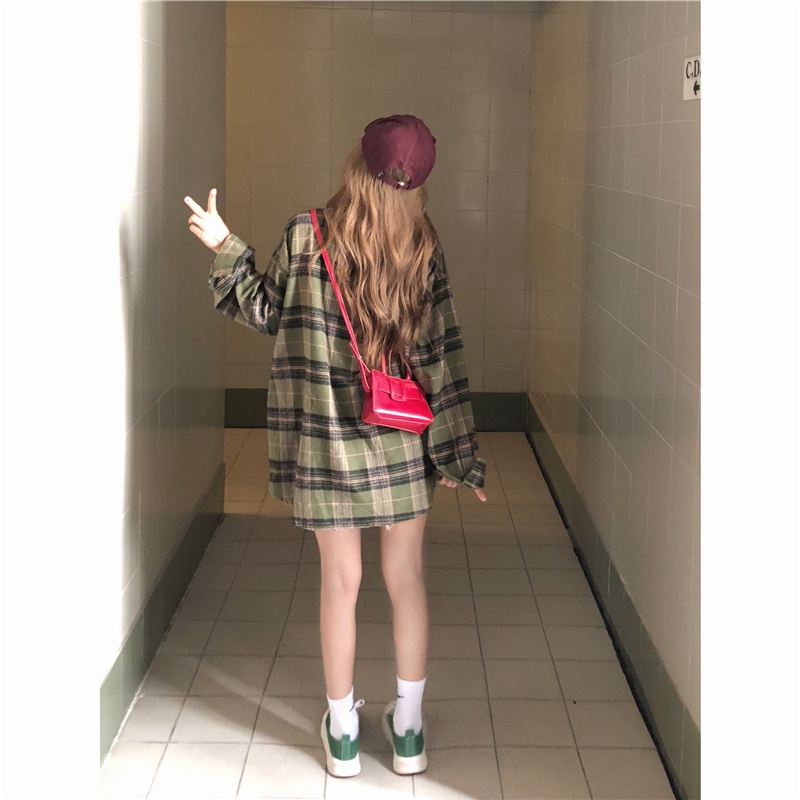 Áo sơ mi DUNEA tay dài họa tiết sọc caro phong cách cổ điển Hàn Quốc