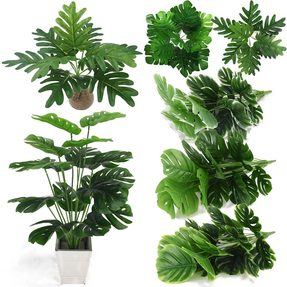 CACTU 1  Bouquet Green Simulation Grass Wedding Supply Lifelike Palm Artificial Turtle Leaves Landscape Floral|Craft Home Decoration Tropical Plants