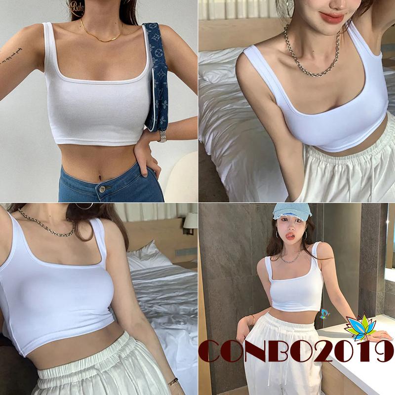 Áo croptop sát nách cổ vuông thời trang cho nữ
