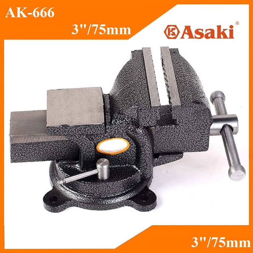 Ê tô bàn nguội 75mm/3" xoay 360 độ Asaki AK-666, E tô chất lượng cao giá tốt, shop uy tín