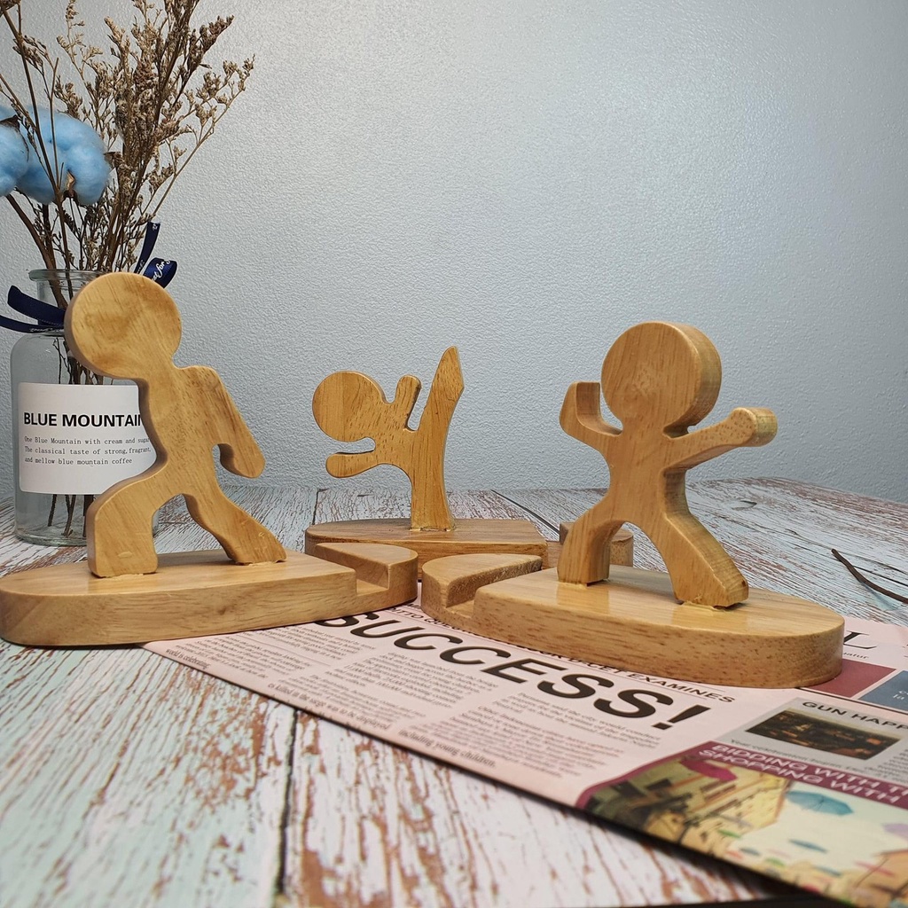 Giá đỡ điện thoại nhiều hình ngộ nghĩnh đáng yêu chất liệu gỗ tự nhiên Minhome