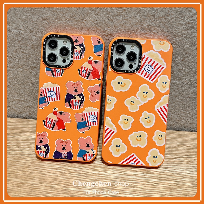 Ốp Điện Thoại Mềm Hình Gấu Ăn Bắp Rang Bơ Cho iPhone13Pro iP12Pro XS iPhone11 Phone 12Promax 13Promax 11 12 13