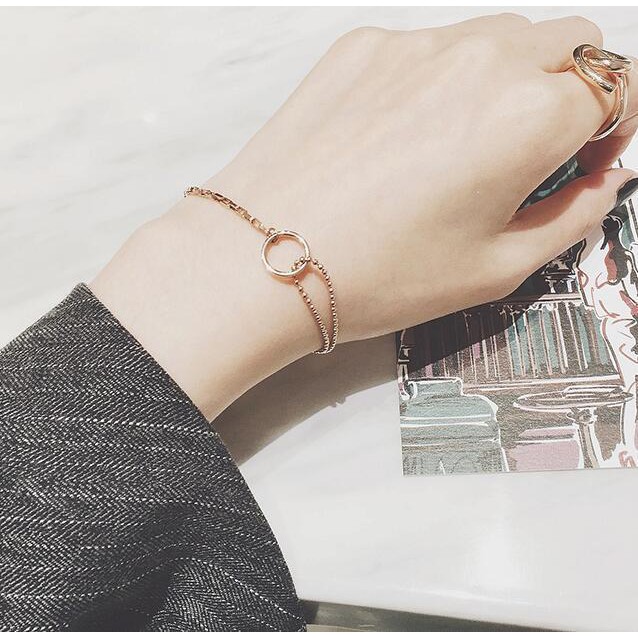 Vòng tay bằng thép titan mạ vàng hồng 18k không gây dị ứng thời trang xinh xắn