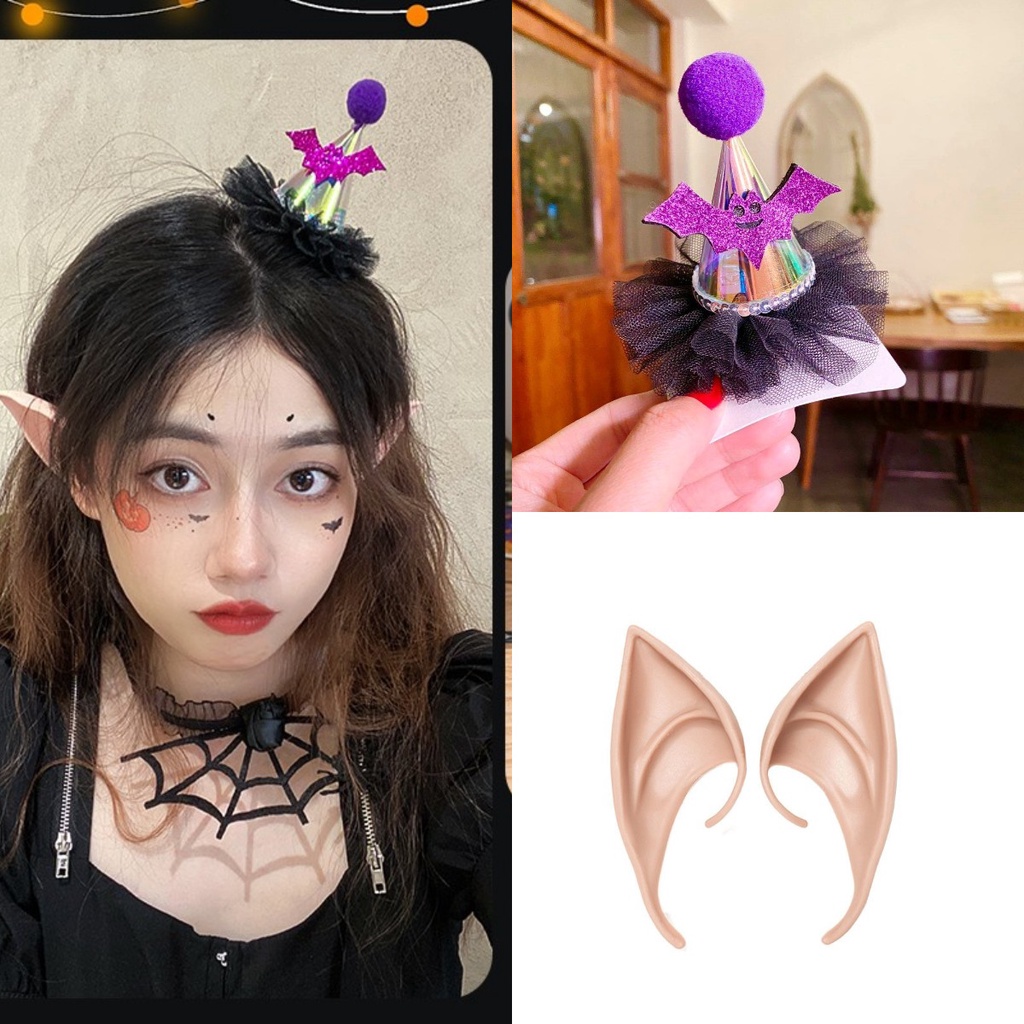 [Gói Quà Tai Yêu Tinh Kết Hợp] Kẹp Tóc Yêu Tinh Kết Hợp Tai Yêu Tinh Phát Sáng Thời Trang Halloween Dành Cho Trẻ Em / Đạo Cụ Trình Diễn