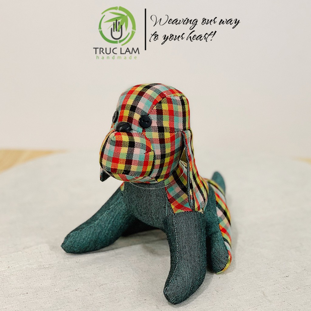Đồ Chơi Cho Bé Thú Nhồi Bông Hình Chú Chó Ngồi Vải Dệt Tay Bông Gòn Cao Cấp Cỡ Nhỏ - Trúc Lâm Handmade