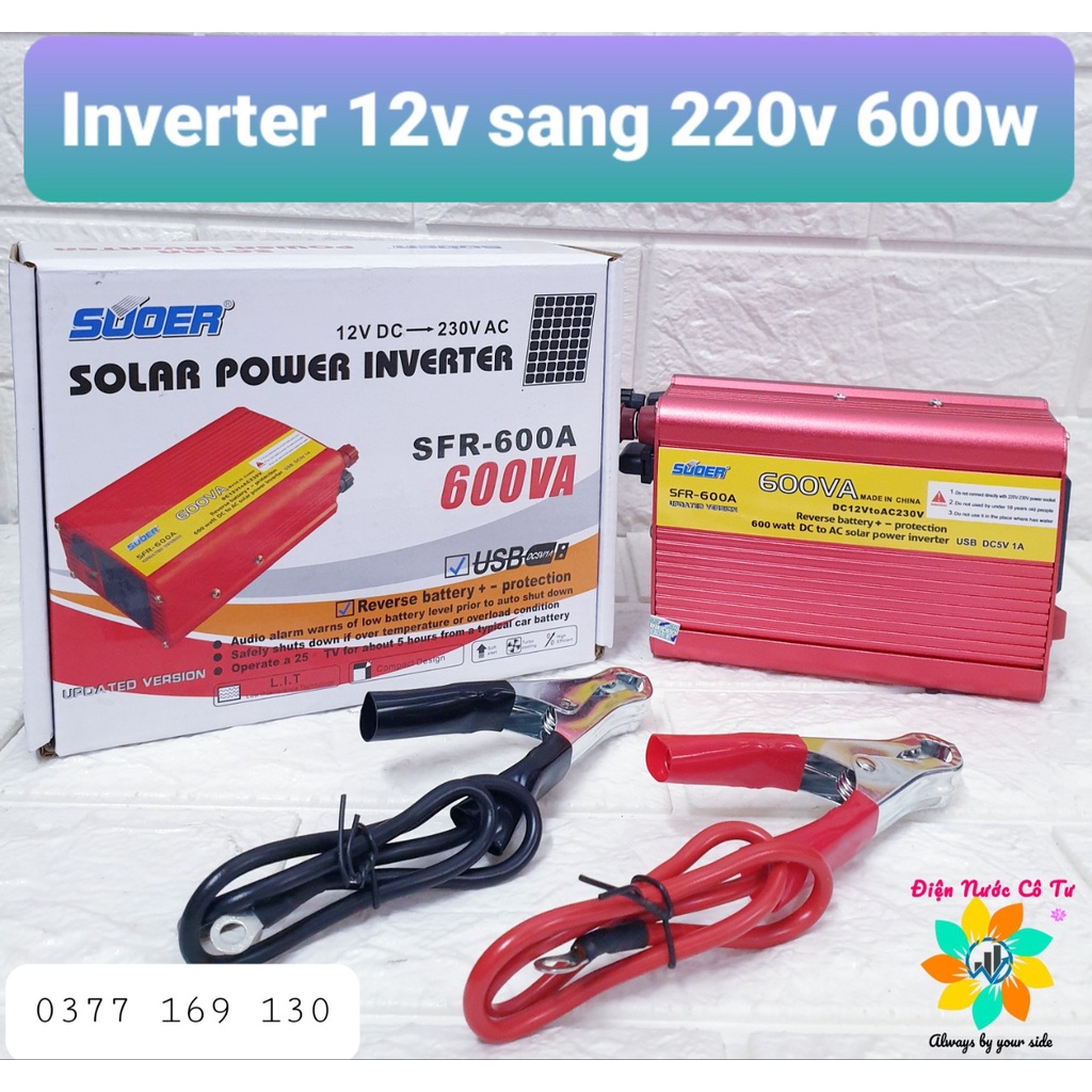 Bộ kích điện bình ắc quy từ 12v thành 220v công suất 600w