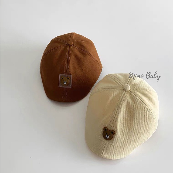 Mũ nón bere chất liệu kaki đính hình gấu dễ thương cho bé MH174 Mimo baby