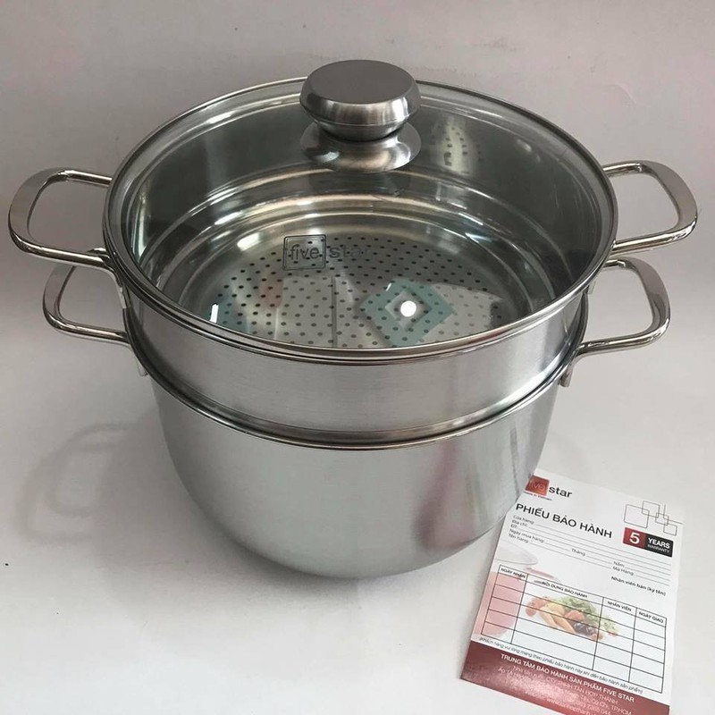 Bộ Nồi Xửng Hấp inox 3 Đáy Fivestar