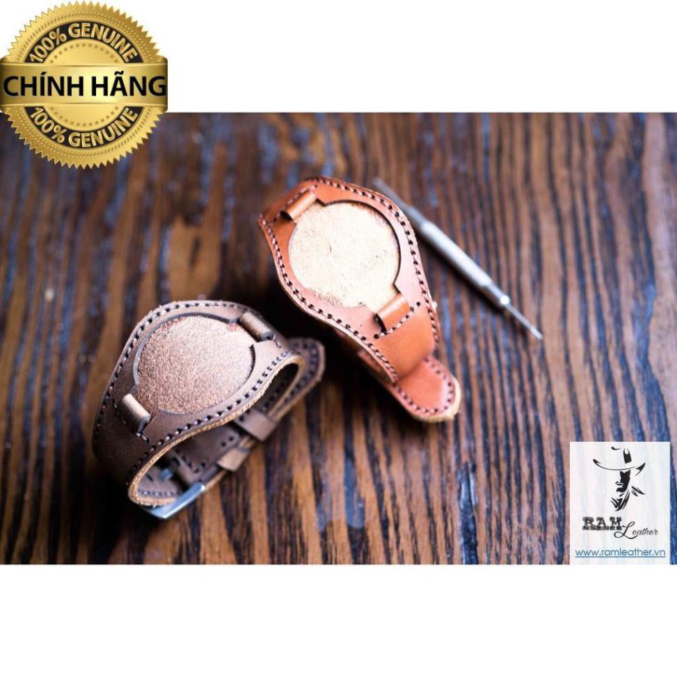 DÂY ĐỒNG HỒ QUÂN ĐỘI ĐỨC NÂU ĐỎ - RAM BUNDSTRAP (BX3) -DA BÒ THẬT - SIZE 10MM - CHÍNH HÃNG RAM LEATHER .