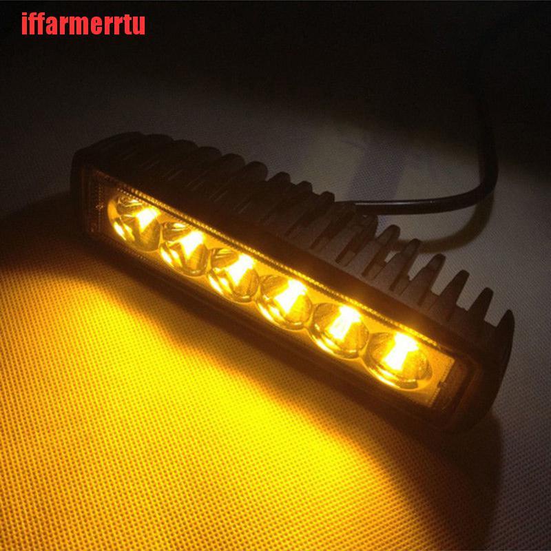 {iffarmerrtu}18W 6LED Bright Light Spot Work Bar Driving Fog Offroad Truck Car Lamp Yellow TQM