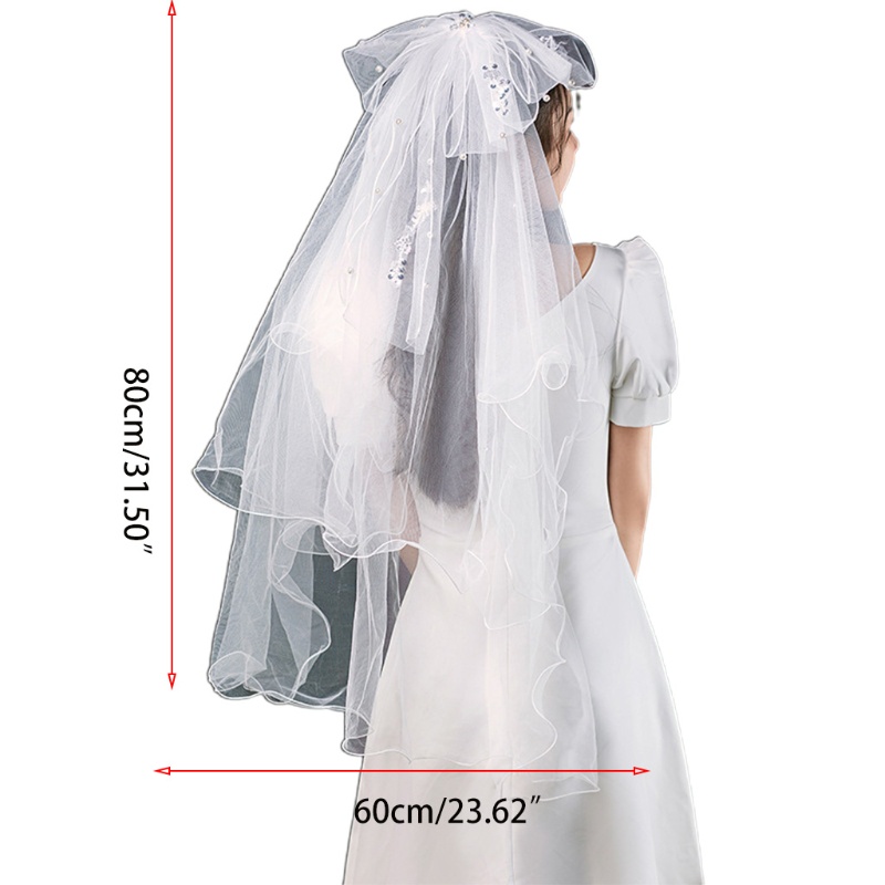 Mạng Che Mặt Ngắn Bằng Vải Tuyn Màu Trắng Nhiều Tầng Kèm Lược Trang Trí Đám Cưới