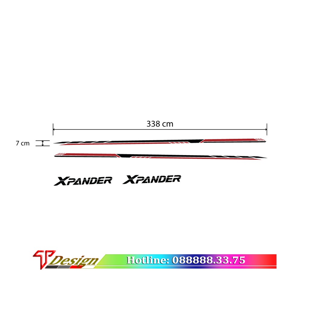 Decal xe Xpander - tem xe Xpander phong cách nhiều đời 2018,2019, 2020, 2021 WRAP3 Kt 338x7cm
