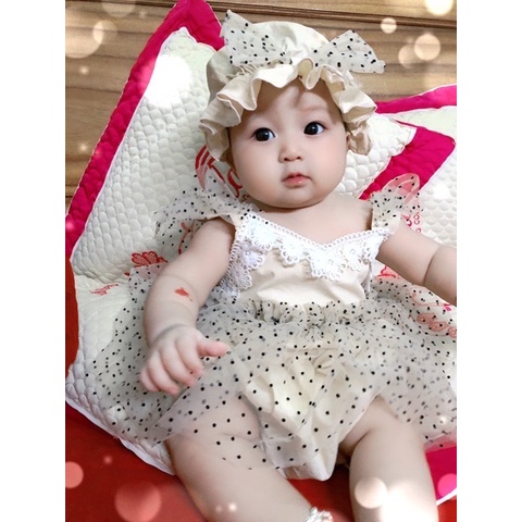 set body cho bé gái Babystore88-  bộ bodysuit sơ sinh thiết tế cho bé 5-14kg tặng kèm mũ (v39)