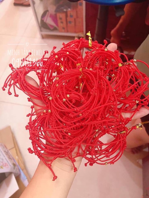 Vòng tay chỉ đỏ bi v.àng 10k may mắn-Minh Tâm Jewelry