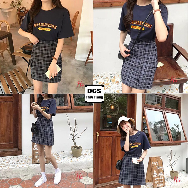 Set Áo Thun Chân Váy Neo Áo Chất Xám Chân Váy May DCS